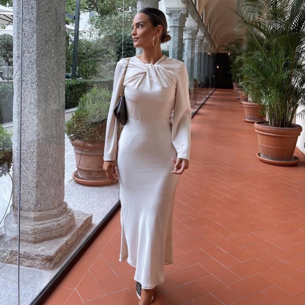Zara Open Back Satin Effect Dress - Picture 9 of 15